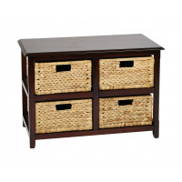 OSP Home Furnishings SBK4515A-ES Seabrook Two-Tier Storage Unit With Espresso Finish and Natural Baskets